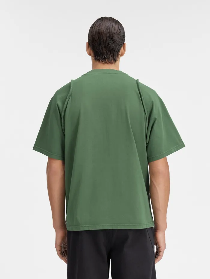 JACQUEMUS Tshirts Piped Sleeve TShirt Dark Green 8211 Men