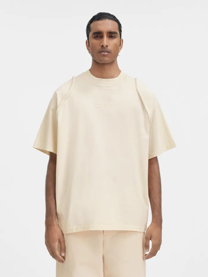 JACQUEMUS Tshirts Piped Sleeve TShirt Light Beige 8211 Men