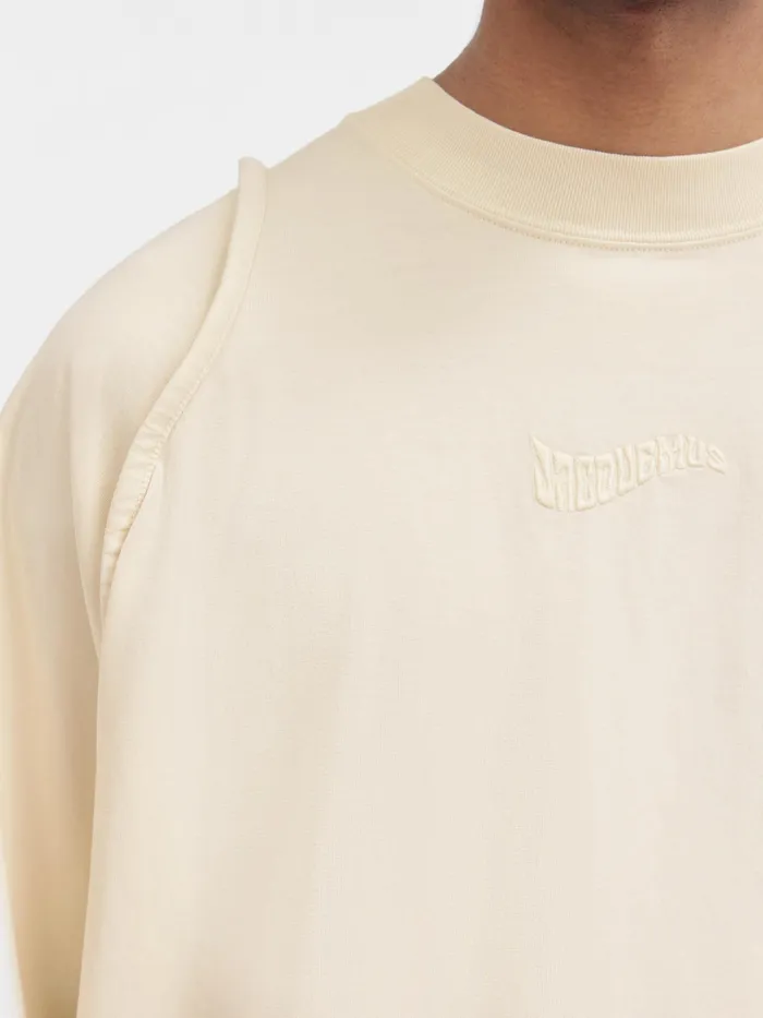 JACQUEMUS Tshirts Piped Sleeve TShirt Light Beige 8211 Men