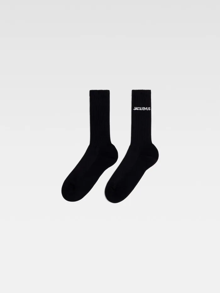 JACQUEMUS Textile Accessories Ribbed Crew Socks Black 8211 Men