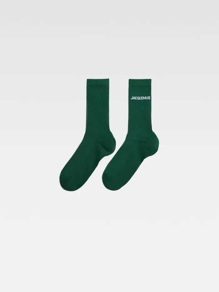 JACQUEMUS Textile Accessories Ribbed Crew Socks Dark Green 8211 Men