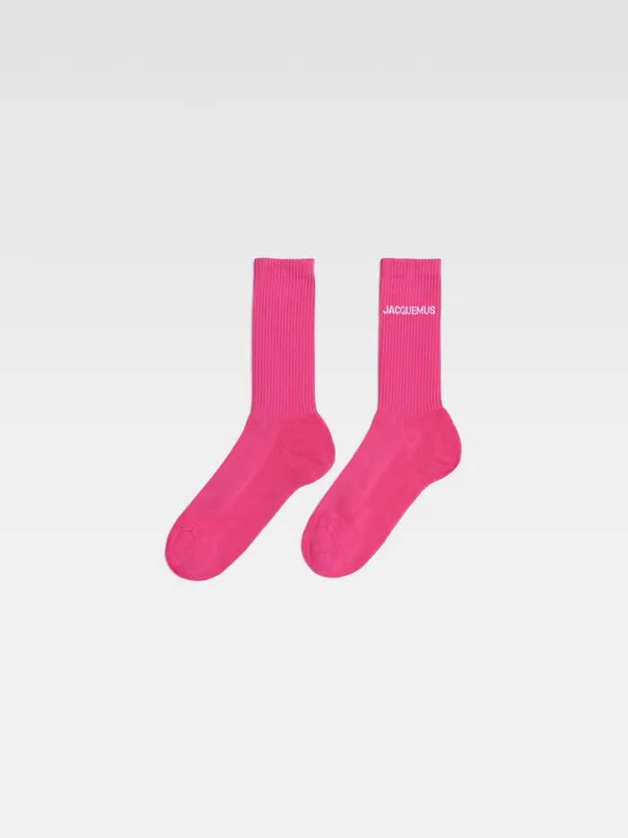 JACQUEMUS Textile Accessories Ribbed Crew Socks Dark Pink 8211 Women