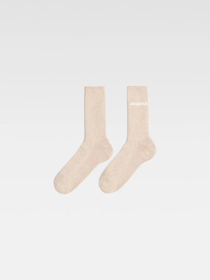 JACQUEMUS Textile Accessories Ribbed Crew Socks Light Beige 8211 Men