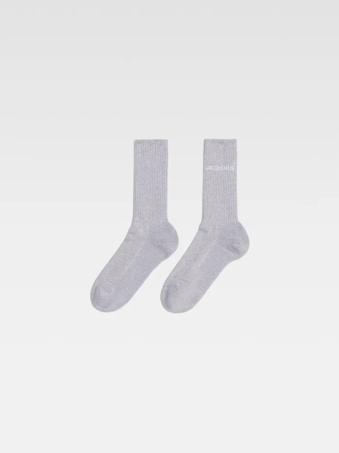 JACQUEMUS Textile Accessories Ribbed Crew Socks Medium Grey 8211 Men
