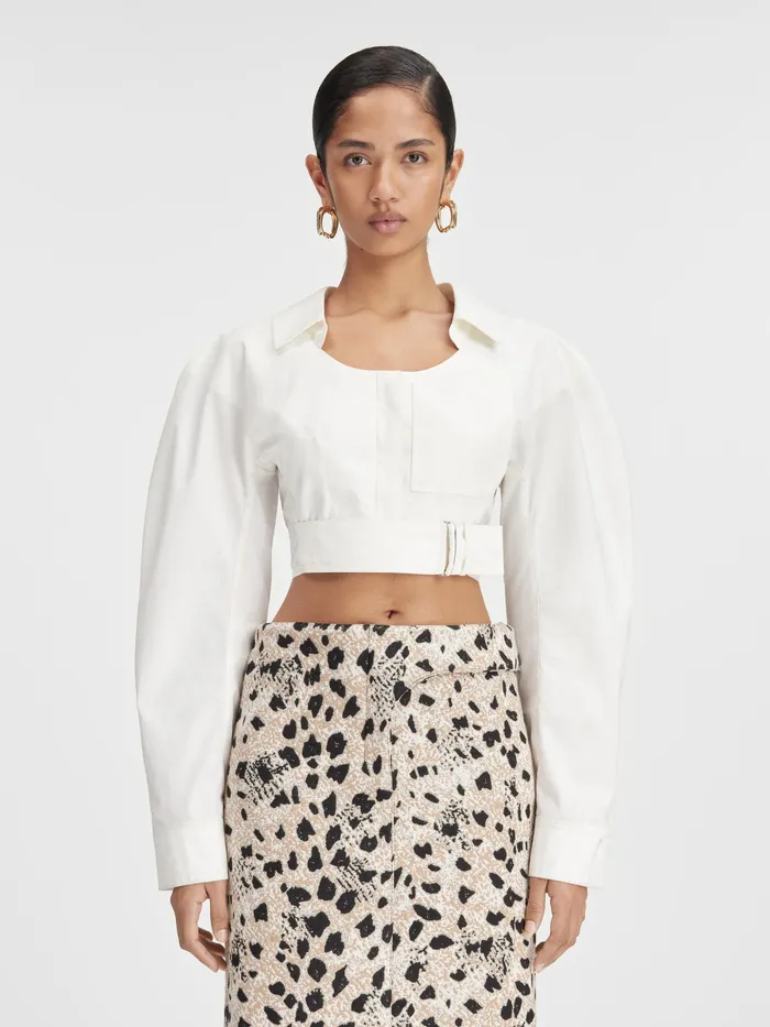 JACQUEMUS Tops Belted Bolero Shirt White 8211 Women