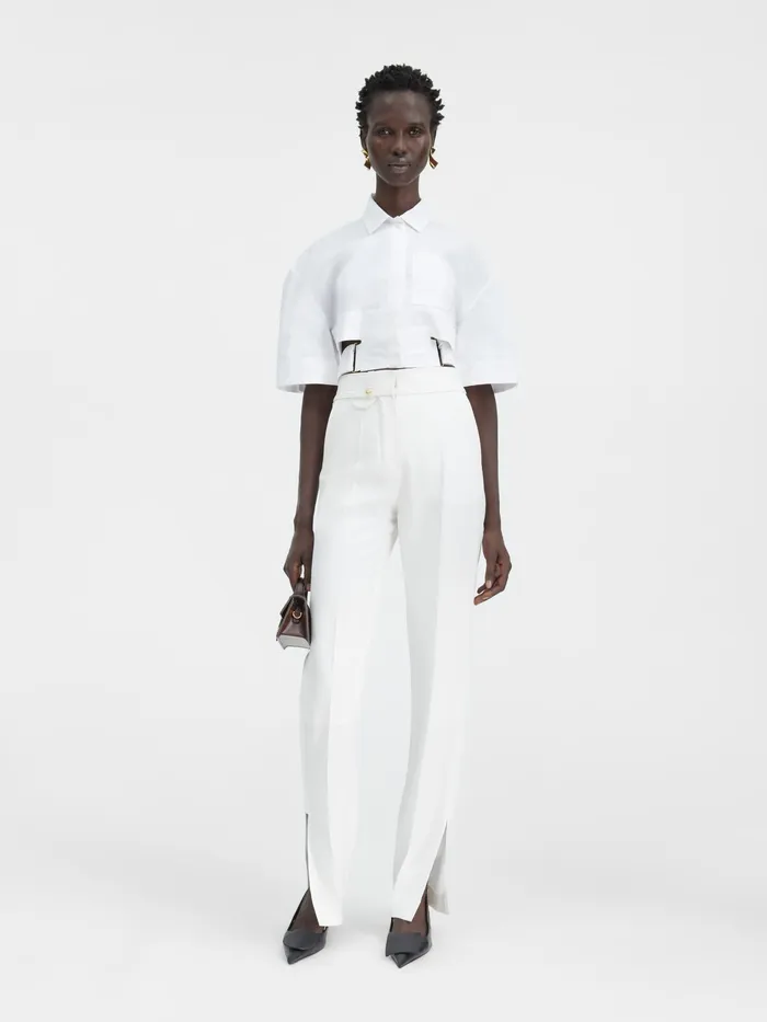 JACQUEMUS Tops Cropped Belted Shirt White 8211 Women