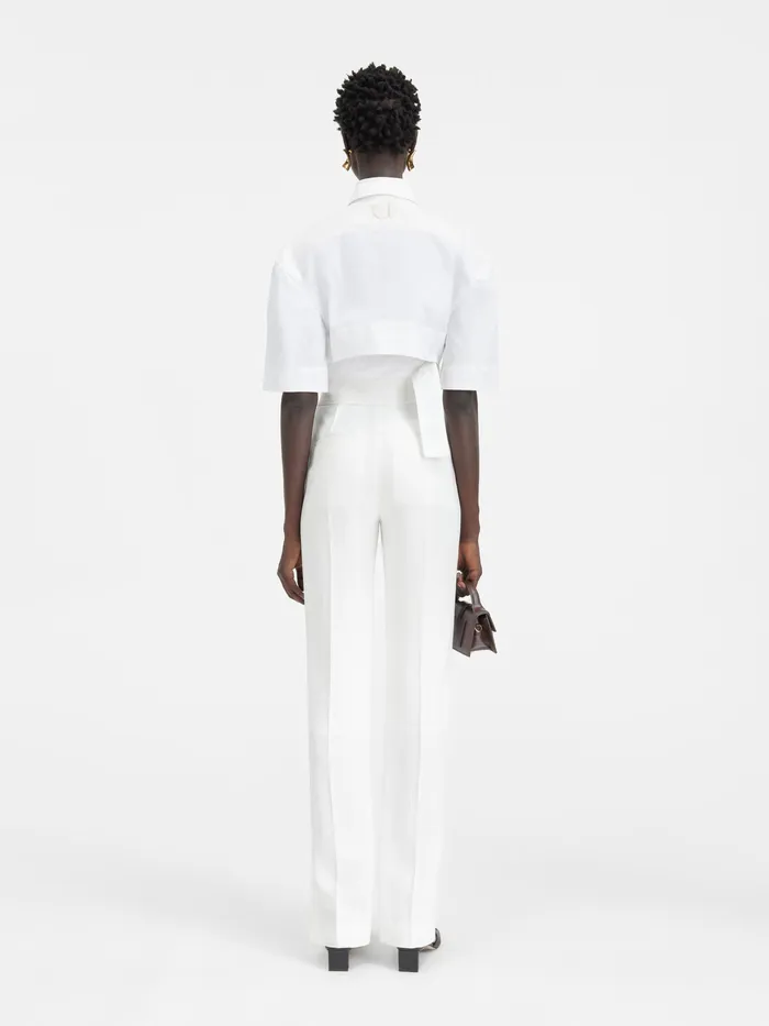 JACQUEMUS Tops Cropped Belted Shirt White 8211 Women