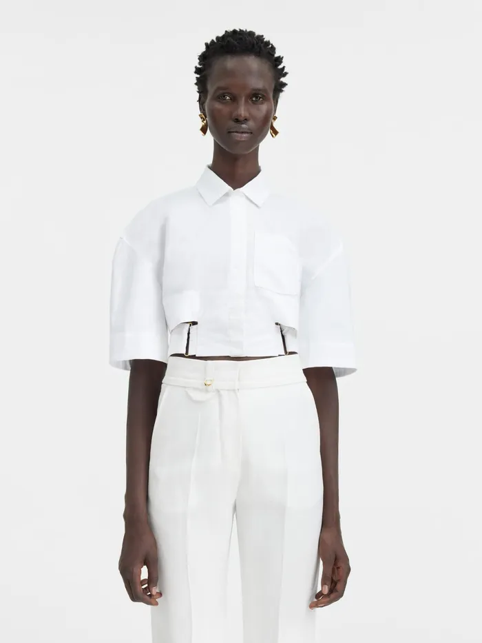 JACQUEMUS Tops Cropped Belted Shirt White 8211 Women