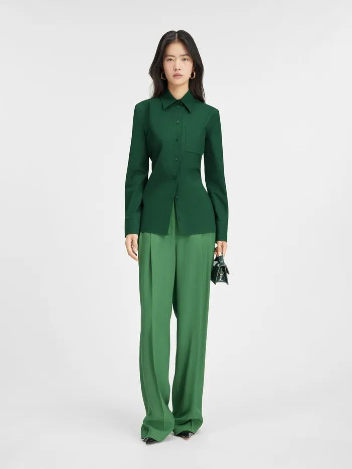 JACQUEMUS Tops Fitted Backless Shirt Dark Green 8211 Women