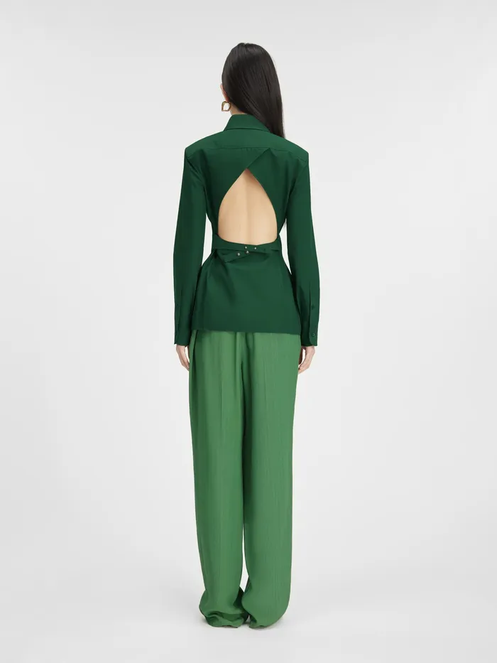 JACQUEMUS Tops Fitted Backless Shirt Dark Green 8211 Women