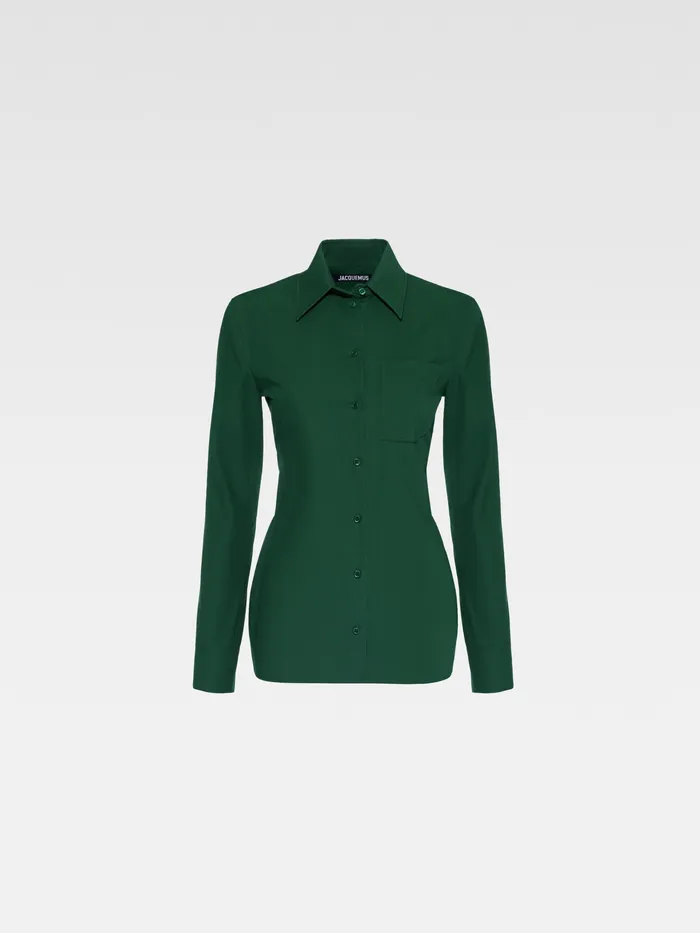 JACQUEMUS Tops Fitted Backless Shirt Dark Green 8211 Women