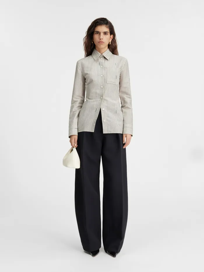 JACQUEMUS Tops Fitted Backless Shirt Jacquard Greenbeige 8211 Women