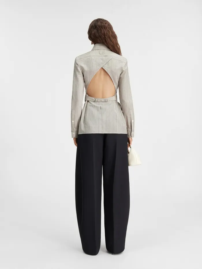 JACQUEMUS Tops Fitted Backless Shirt Jacquard Greenbeige 8211 Women