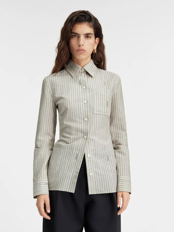 JACQUEMUS Tops Fitted Backless Shirt Jacquard Greenbeige 8211 Women