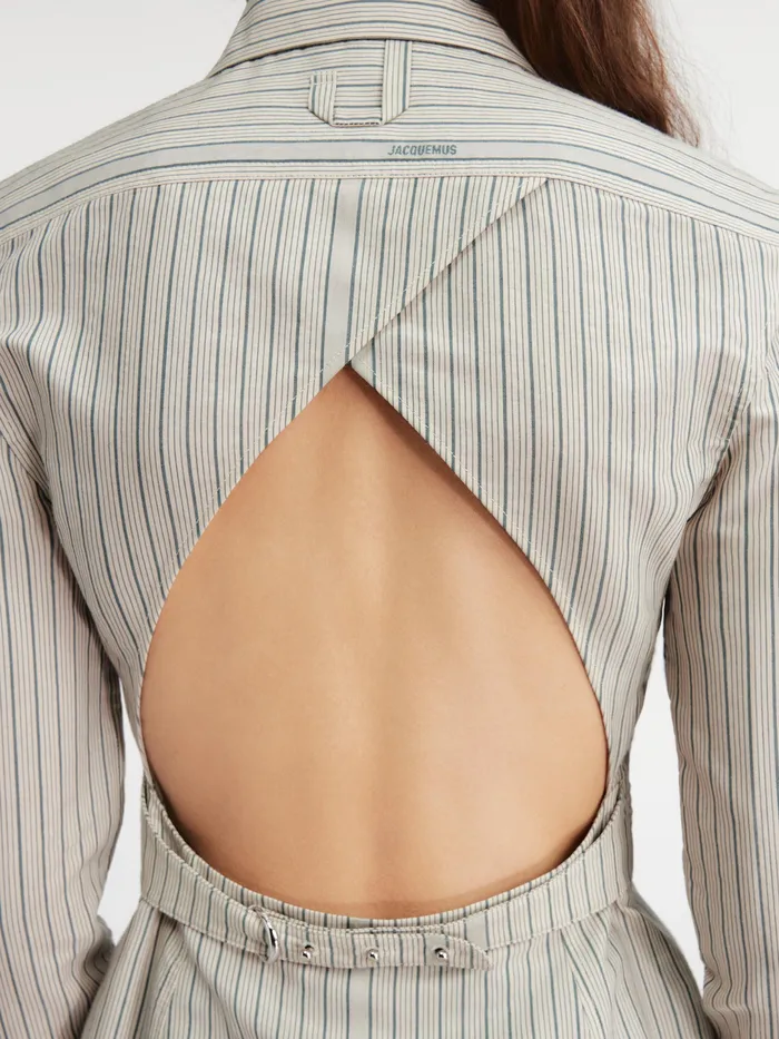 JACQUEMUS Tops Fitted Backless Shirt Jacquard Greenbeige 8211 Women