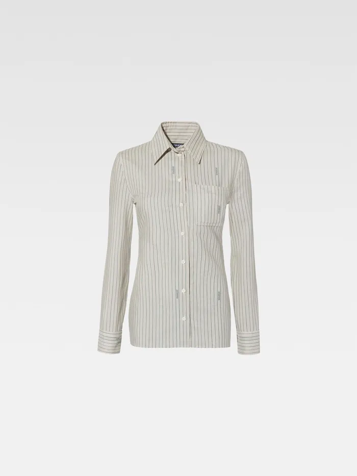 JACQUEMUS Tops Fitted Backless Shirt Jacquard Greenbeige 8211 Women