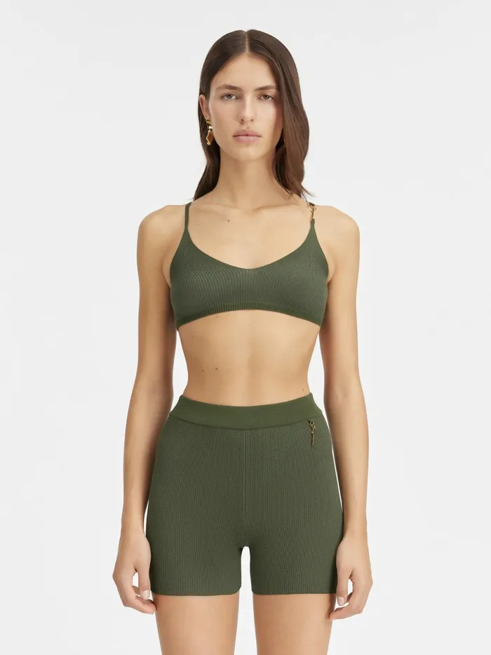 JACQUEMUS Tops Knit Bra Dark Green 8211 Women