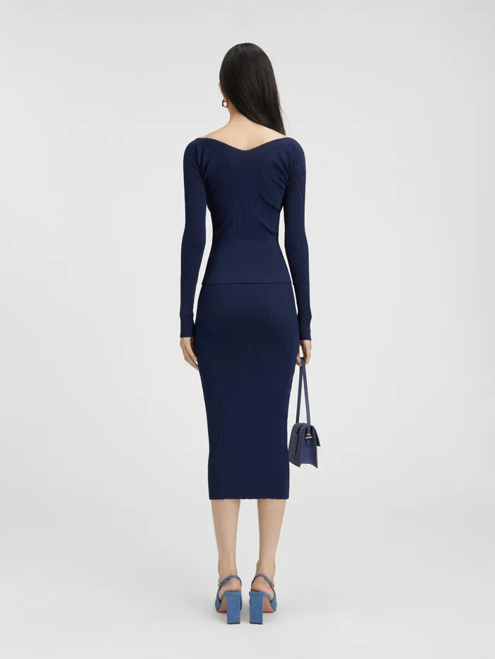 JACQUEMUS Tops Long Sleeve Scalloped Top Dark Navy 8211 Women