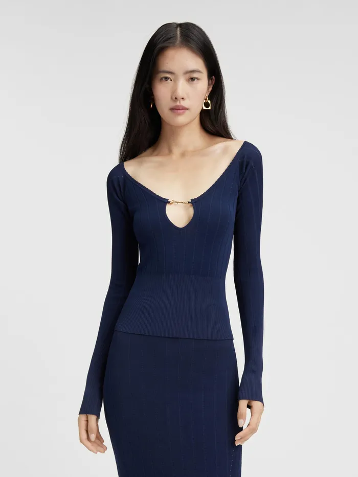 JACQUEMUS Tops Long Sleeve Scalloped Top Dark Navy 8211 Women