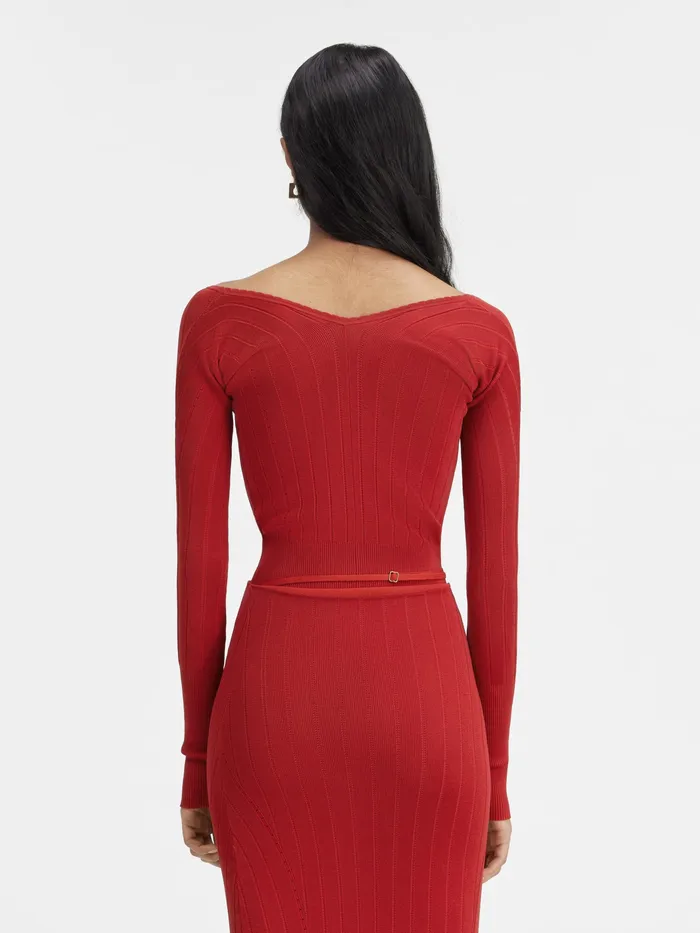 JACQUEMUS Tops Long Sleeve Scalloped Top Dark Red 8211 Women