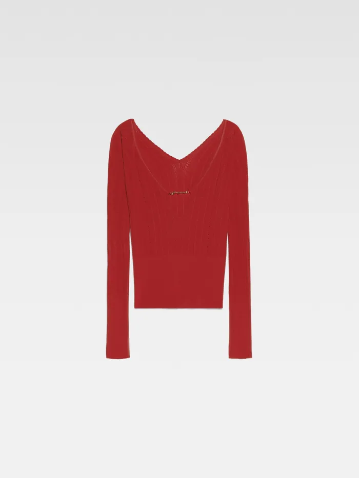 JACQUEMUS Tops Long Sleeve Scalloped Top Dark Red 8211 Women
