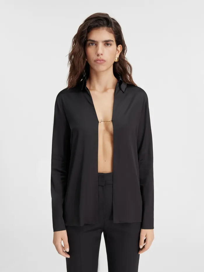 JACQUEMUS Tops Open Charm Logo Shirt Black 8211 Women
