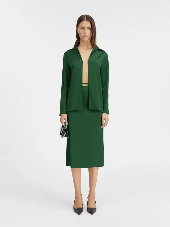 JACQUEMUS Tops Open Charm Logo Shirt Dark Green 8211 Women