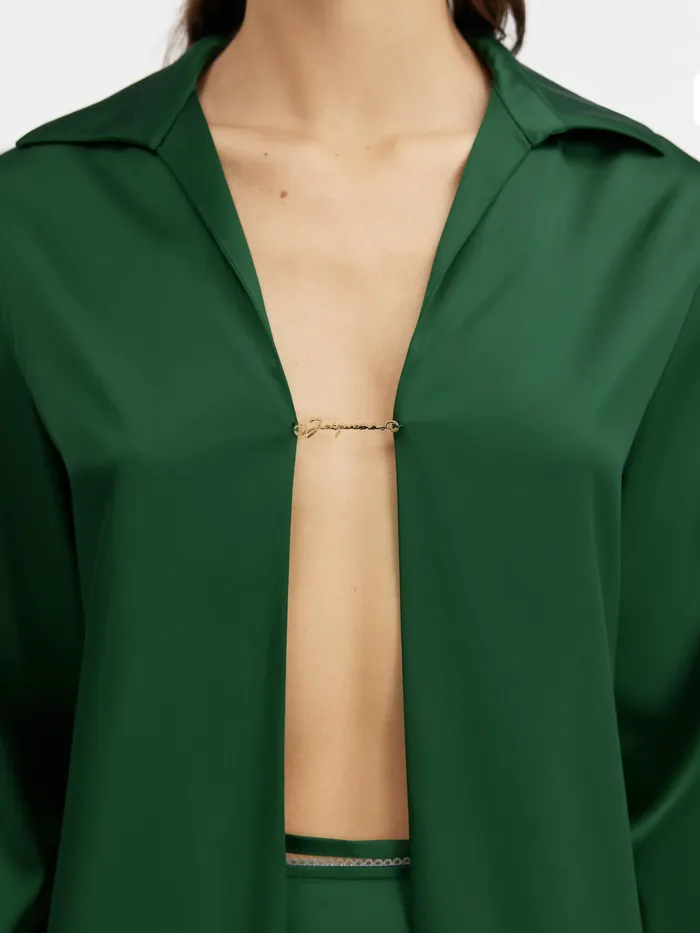 JACQUEMUS Tops Open Charm Logo Shirt Dark Green 8211 Women