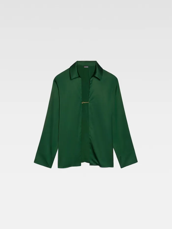 JACQUEMUS Tops Open Charm Logo Shirt Dark Green 8211 Women
