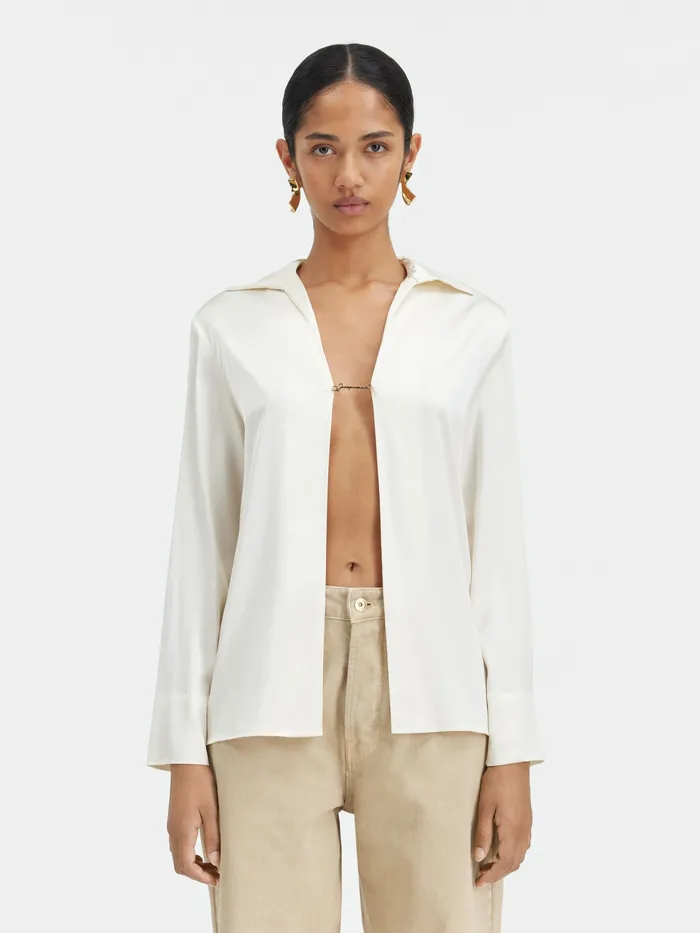 JACQUEMUS Tops Open Charm Logo Shirt Offwhite 8211 Women