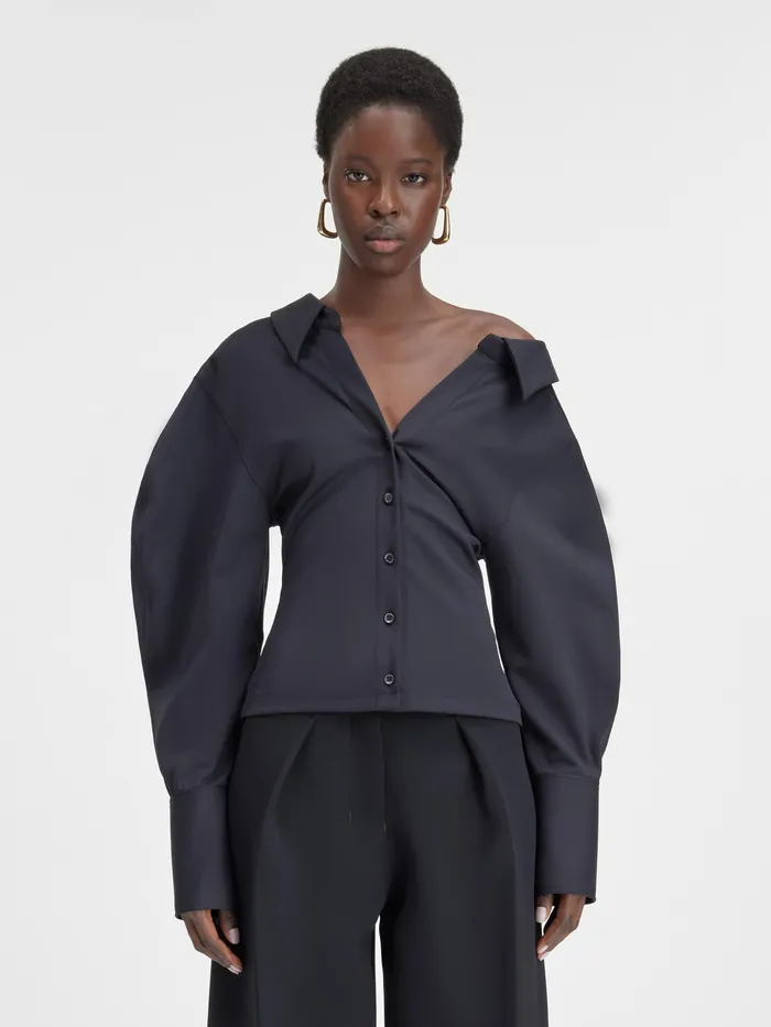 JACQUEMUS Tops Puffed Polo Shirt Black 8211 Women