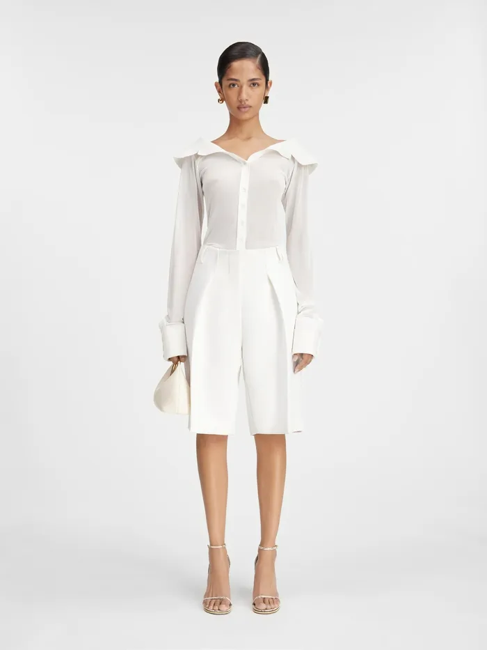 JACQUEMUS Tops Sheer OffTheShoulder Shirt White 8211 Women