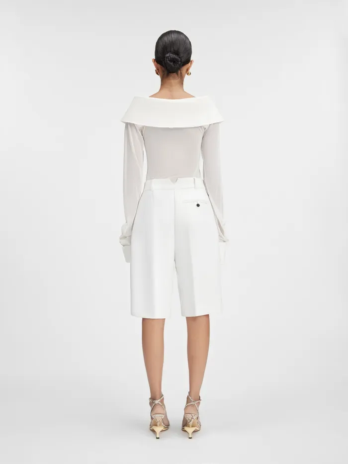 JACQUEMUS Tops Sheer OffTheShoulder Shirt White 8211 Women