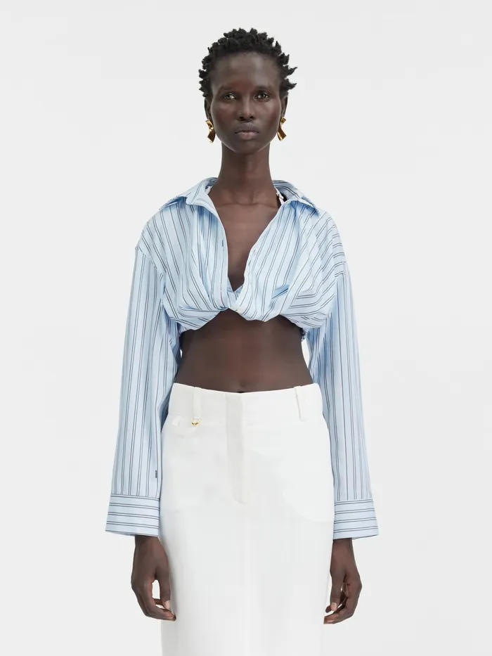 JACQUEMUS Tops Twisted Shirt Pint Blue Stripe 8211 Women