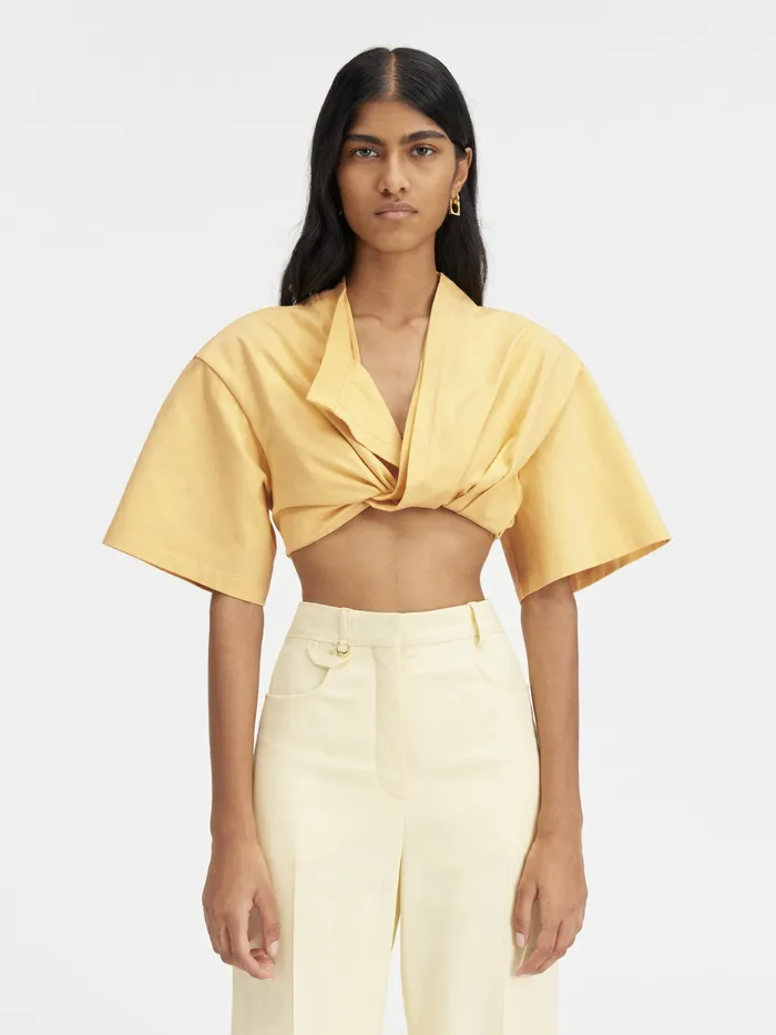 JACQUEMUS Tops Twisted TShirt Beige 8211 Women