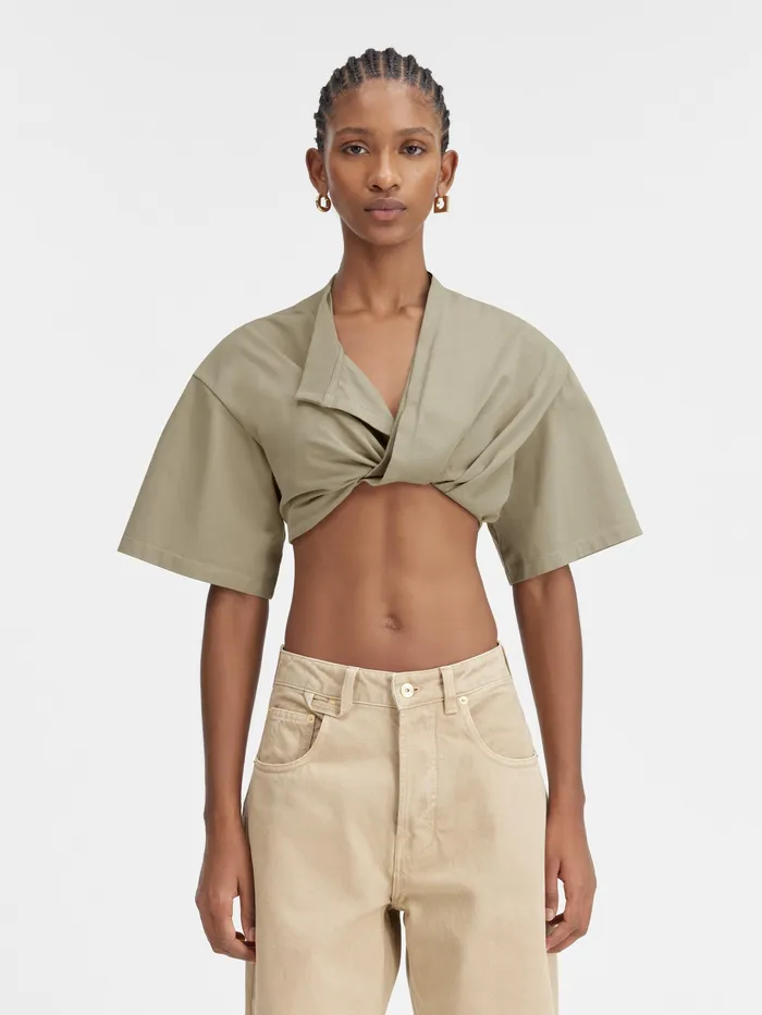 JACQUEMUS Tops Twisted TShirt Light Khaki 8211 Women