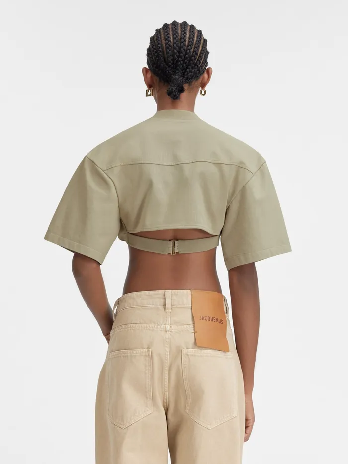 JACQUEMUS Tops Twisted TShirt Light Khaki 8211 Women