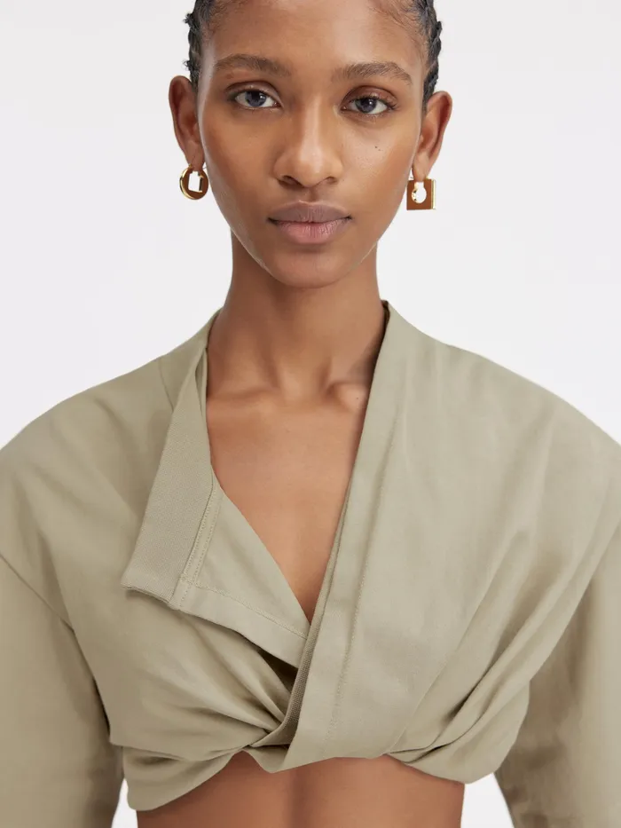JACQUEMUS Tops Twisted TShirt Light Khaki 8211 Women