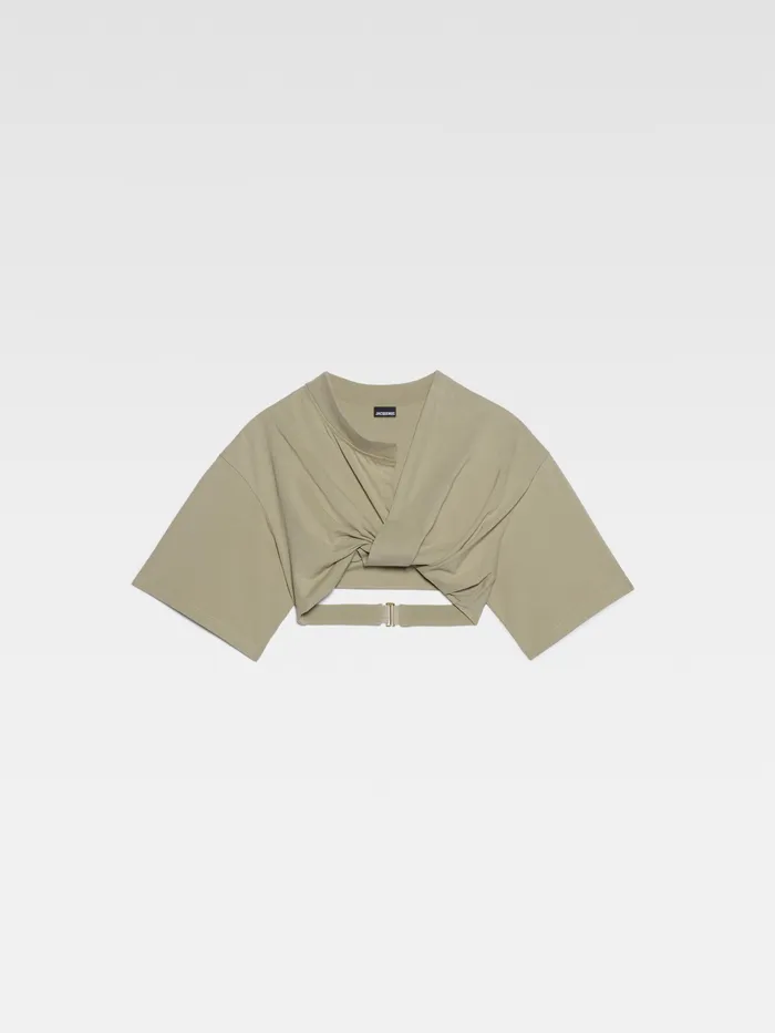 JACQUEMUS Tops Twisted TShirt Light Khaki 8211 Women