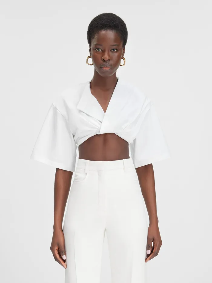 JACQUEMUS Tops Twisted TShirt White 8211 Women