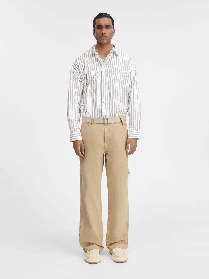 JACQUEMUS Trousers and Shorts Belted Workwear Pants Beige 8211 Men
