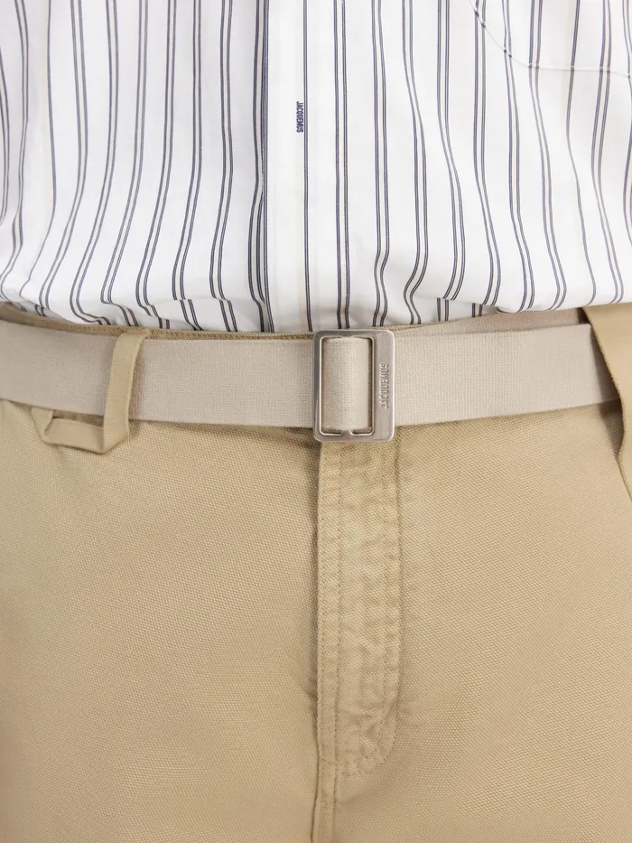 JACQUEMUS Trousers and Shorts Belted Workwear Pants Beige 8211 Men