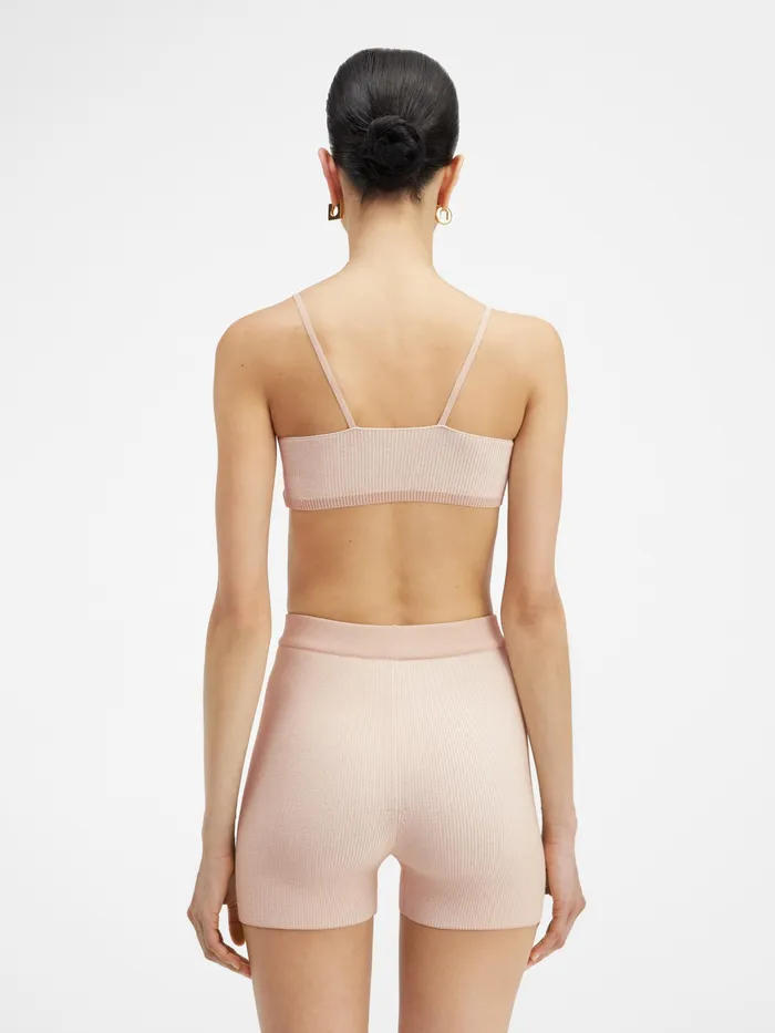 JACQUEMUS Trousers and Shorts Charm Logo Knit Shorts Beige 8211 Women