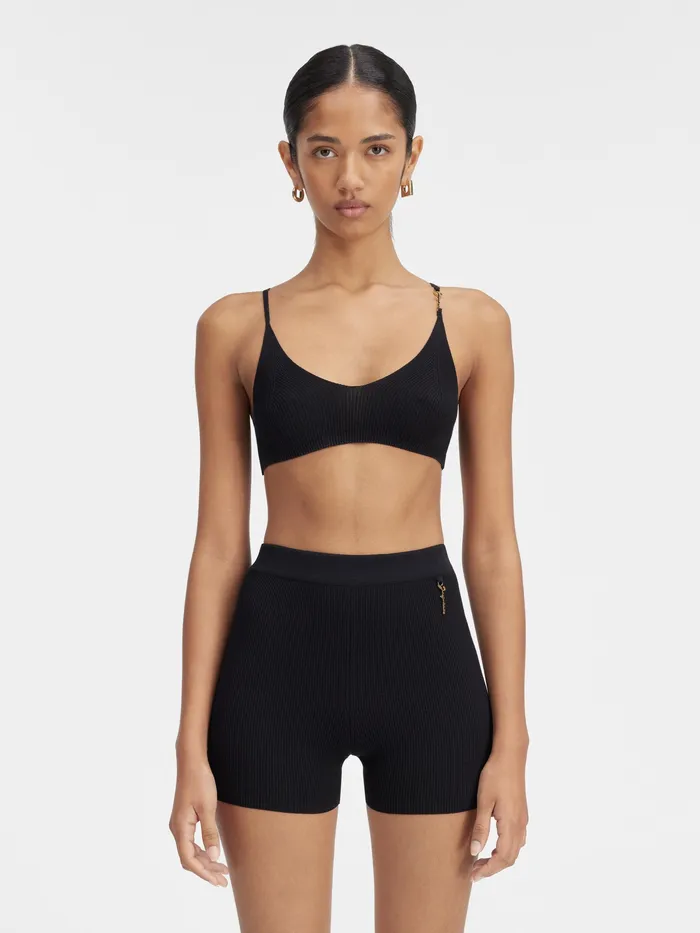 JACQUEMUS Trousers and Shorts Charm Logo Knit Shorts Black 8211 Women