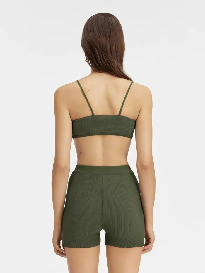 JACQUEMUS Trousers and Shorts Charm Logo Knit Shorts Dark Green 8211 Women