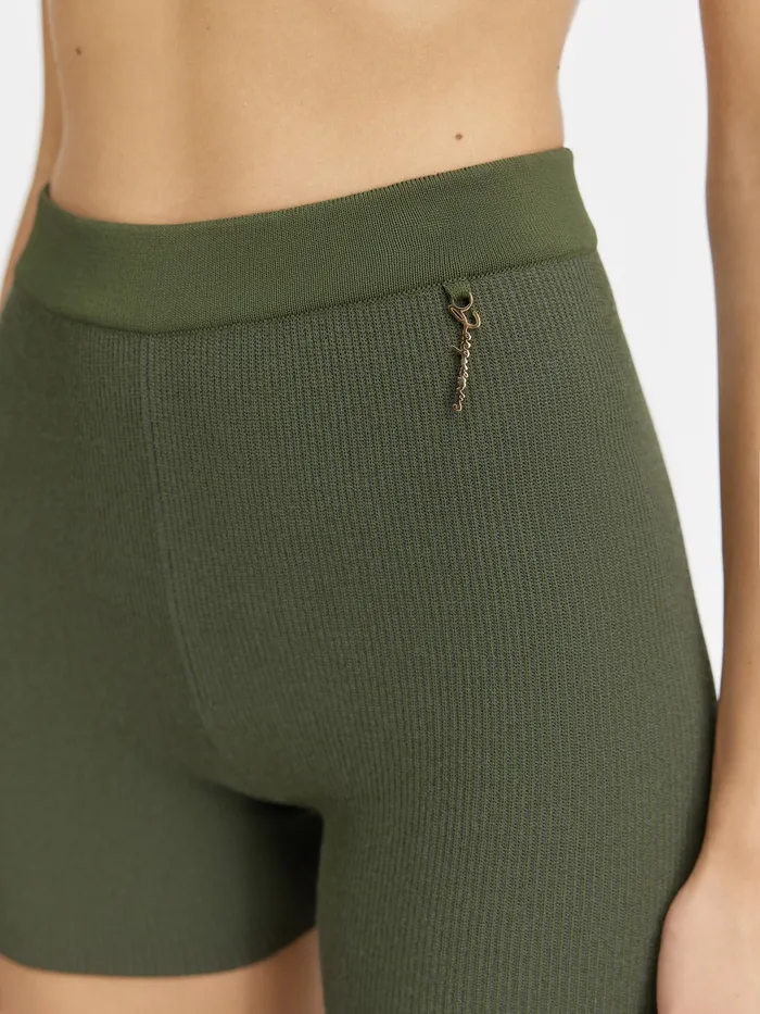 JACQUEMUS Trousers and Shorts Charm Logo Knit Shorts Dark Green 8211 Women