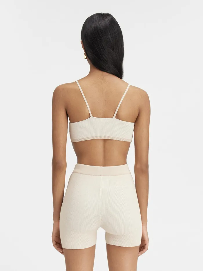JACQUEMUS Trousers and Shorts Charm Logo Knit Shorts Light Beige 8211 Women