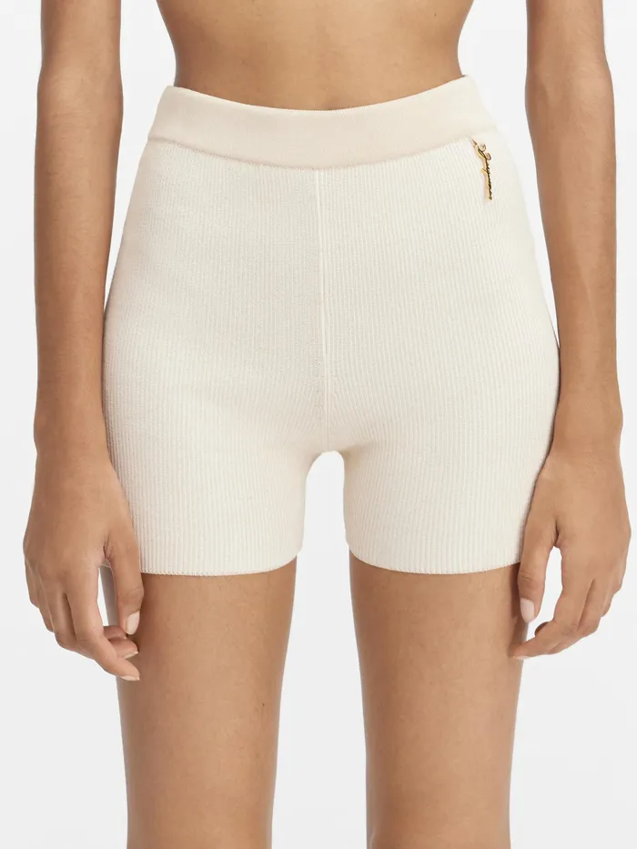 JACQUEMUS Trousers and Shorts Charm Logo Knit Shorts Light Beige 8211 Women