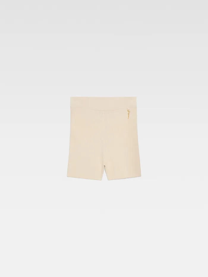 JACQUEMUS Trousers and Shorts Charm Logo Knit Shorts Light Beige 8211 Women