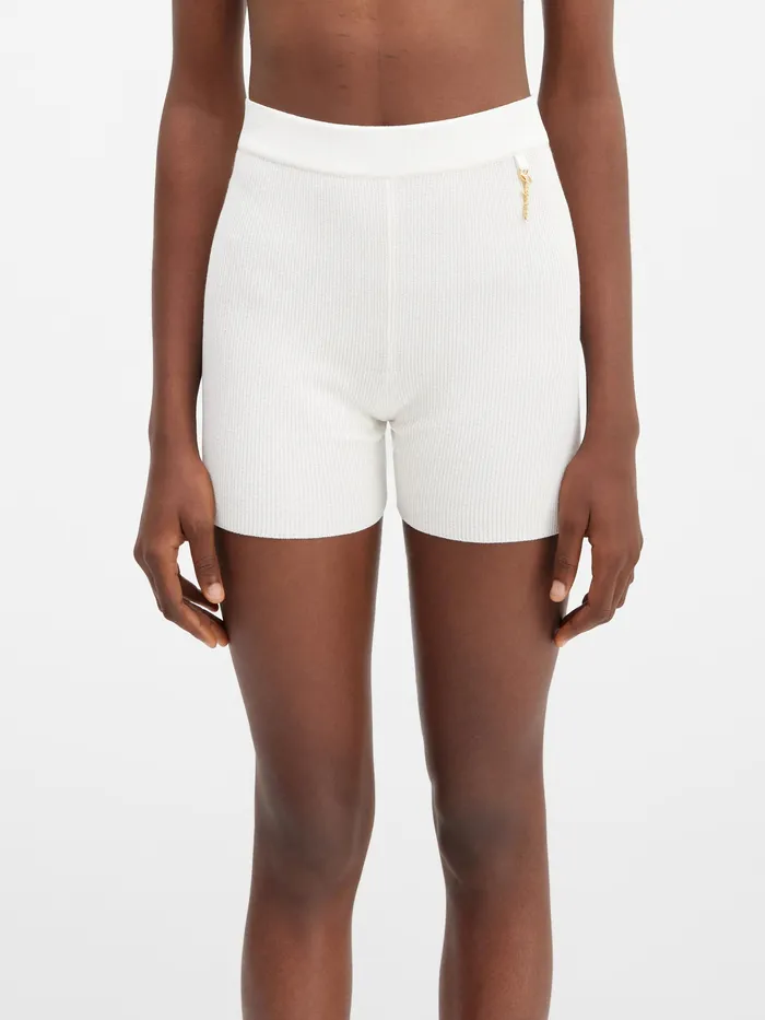 JACQUEMUS Trousers and Shorts Charm Logo Knit Shorts White 8211 Women